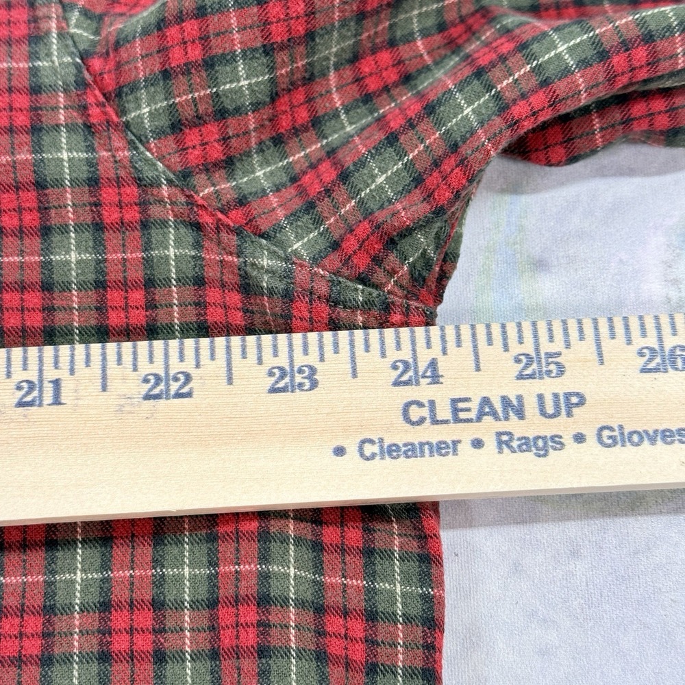Vintage LL Bean Flannel Long Sleeve Shirt Men's Size L Tall Red‎ Plaid 0WT66 - Picture 5 of 15